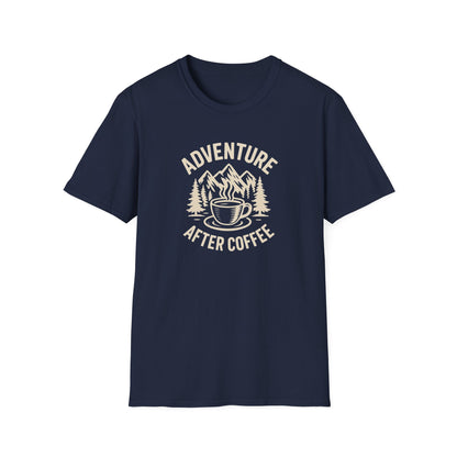Adventure After Coffee Shirt | Coffee Hiking Tee for Nature Lovers | Minimalist Mountain Graphic T-Shirt | Outdoorsy Gift for Him or Her
