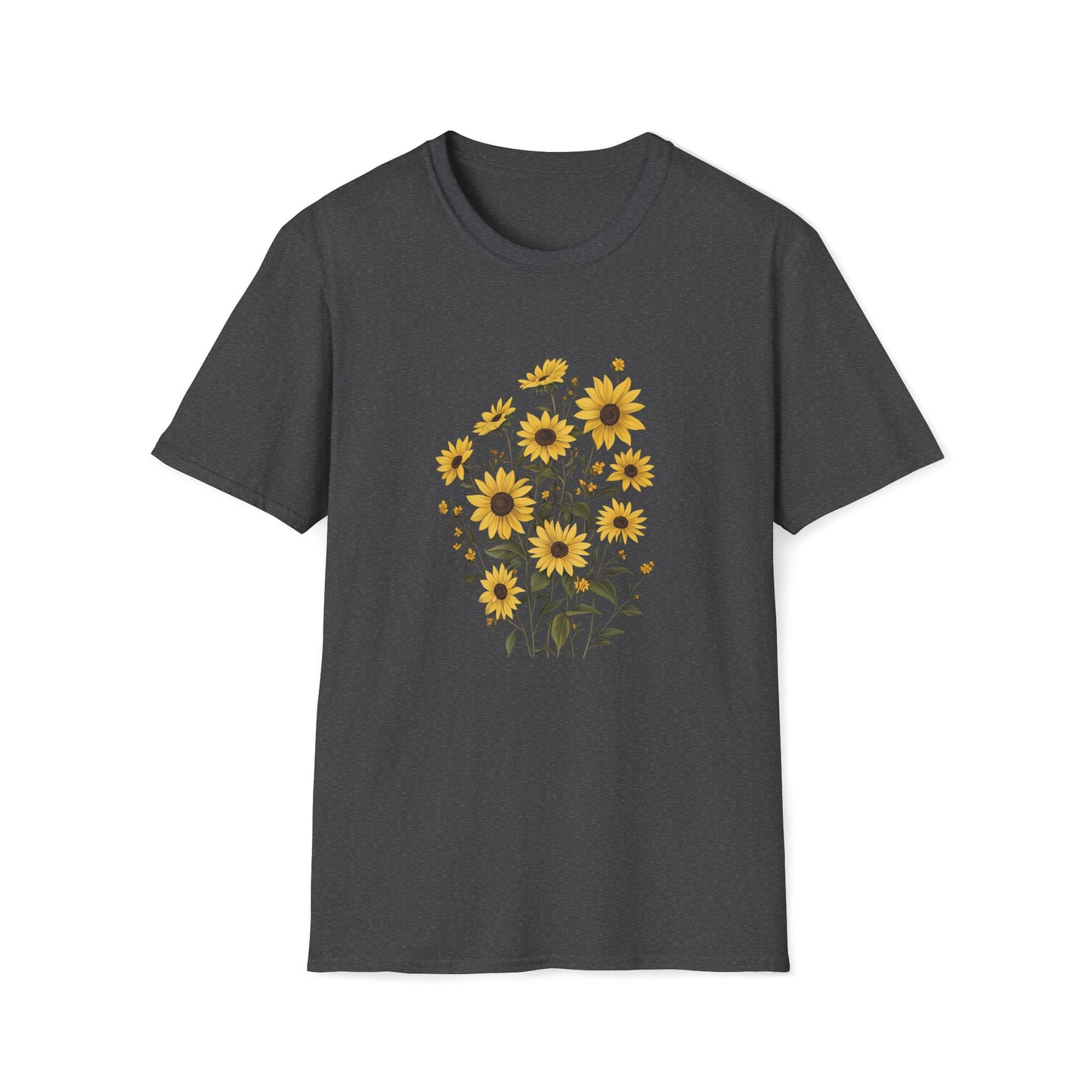 Sunflower Wildflower Graphic T-Shirt - Floral Nature Lovers Tee, Botanical Design Shirt for Women, Botanical Gift