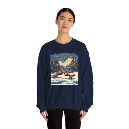 Cozy Winter Fox Sweatshirt | Retro Woodland Wildlife Christmas Sweater, Fox in Snow Pullover, Winter Nature Sweatshirt, Wildlife Animal Gift