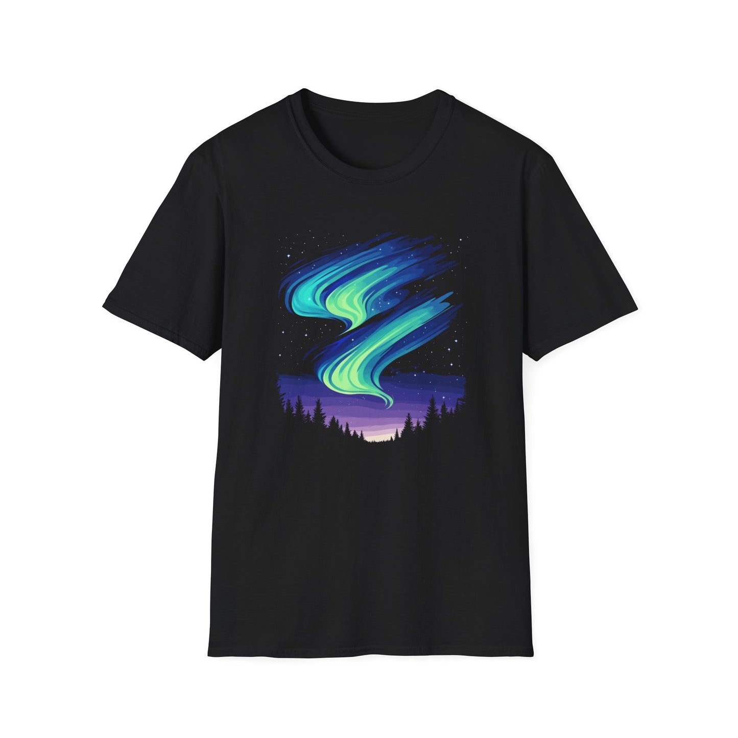 Northern Lights T-Shirt Aurora Borealis Minimalistic Top for Stargazers and Outdoor Enthusiasts, Casual Nature Graphic Tee Gift