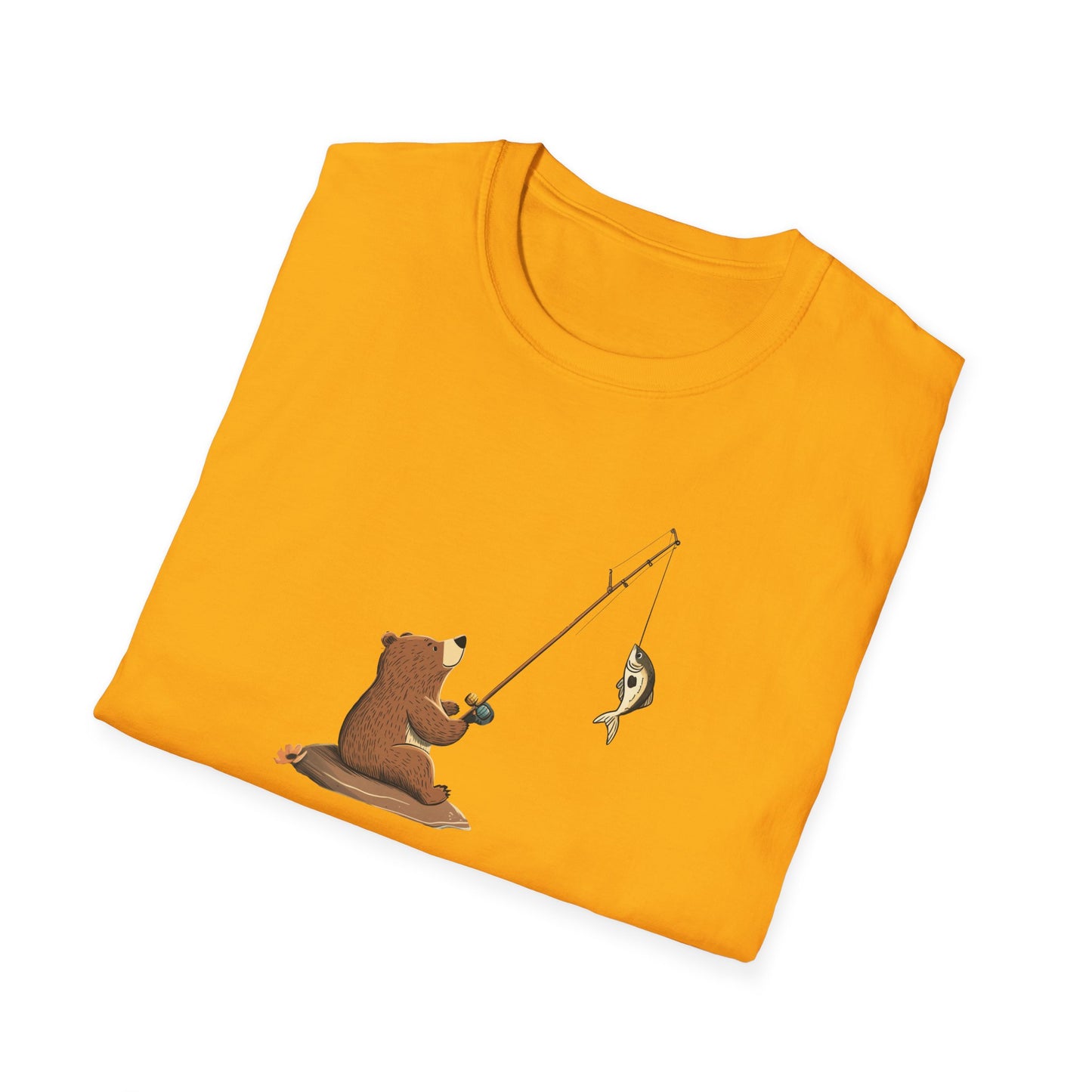 Bear Fishing Shirt, Fun Outdoors Graphic Tee, Gift for Fishermen and Wildlife Lovers, Cute Animal T-Shirt, Fishing Gift for Men and Women