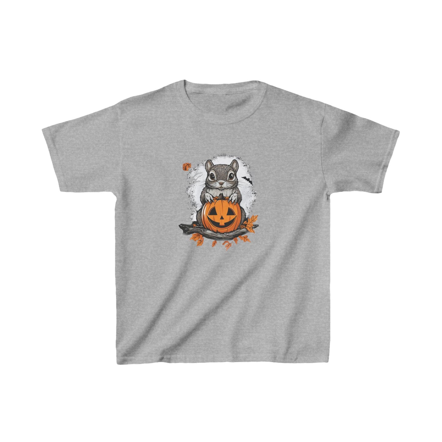 Kids Squirrel Halloween T-Shirt | Cute Autumn Tee with Jack-O'-Lantern | Spooky Fall Costume Shirt | Halloween Holiday Apparel for Kids