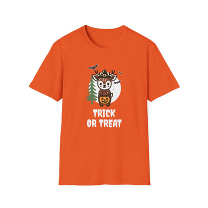 Cute Deer Halloween Trick or Treat T-Shirt | Adorable National Park Animal Illustration Tee | Perfect for Halloween and Nature Lovers