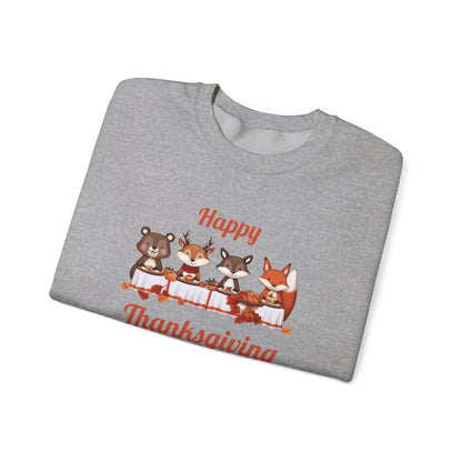 Cute Forest Animals Thanksgiving Sweatshirt - Fall Cozy Crewneck for Animal Lovers | Happy Thanksgiving & Pumpkin Season Shirt