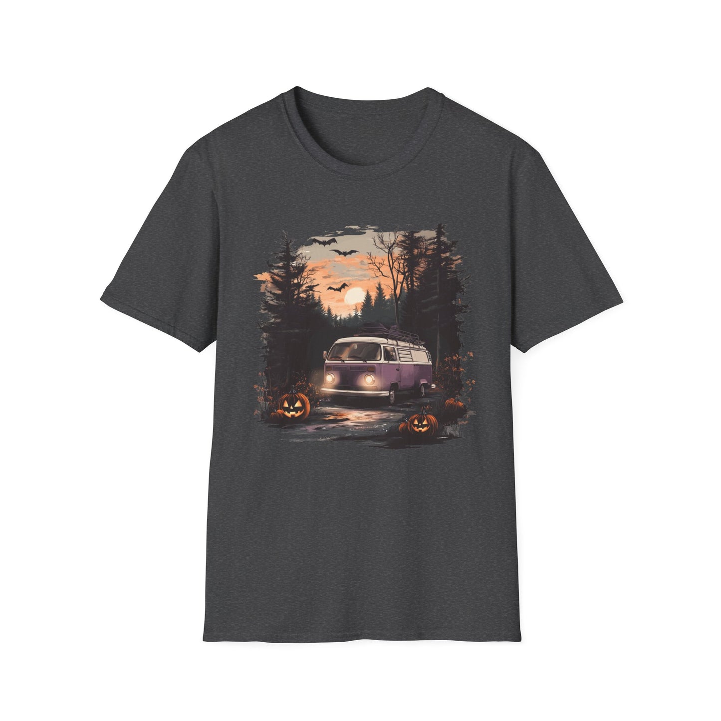 Halloween Van Life T-Shirt | Spooky Camper Van in Haunted Forest | Adventure Gift for Van Life Lovers and Campers