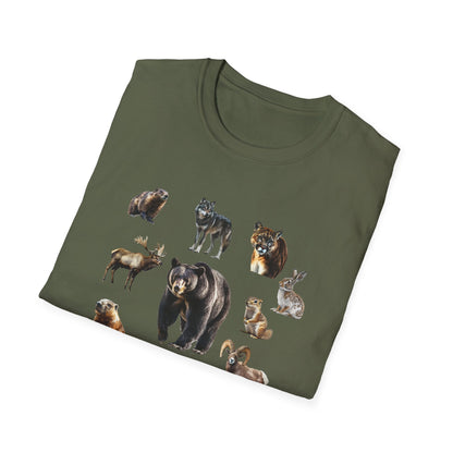 Rocky Mountain Wildlife T-Shirt - North American Wildlife Graphic Tee, Nature Lover & Hiker Shirt, Wildlife Gift for Animal Lovers