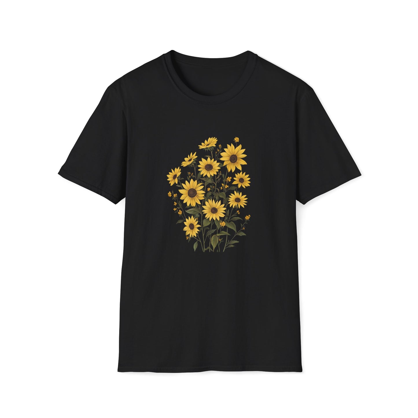 Sunflower Wildflower Graphic T-Shirt - Floral Nature Lovers Tee, Botanical Design Shirt for Women, Botanical Gift