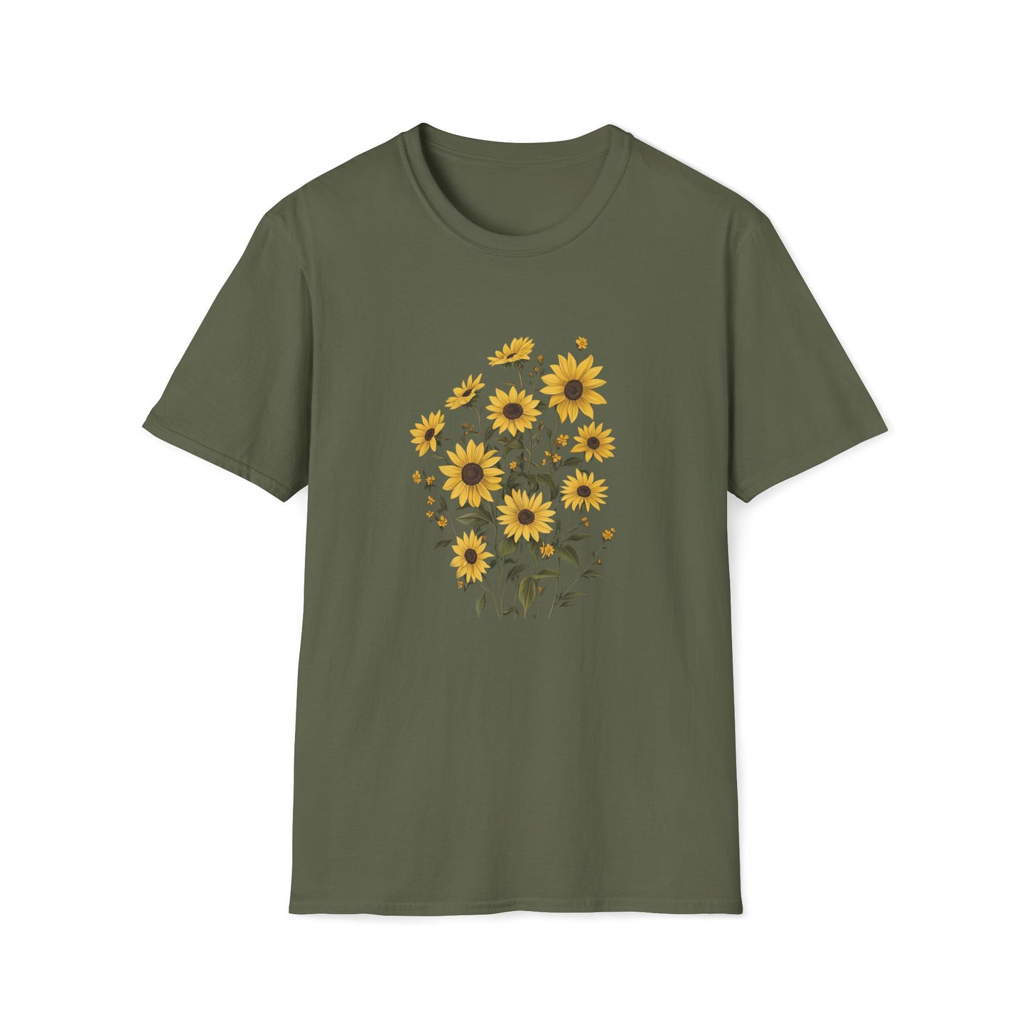 Sunflower Wildflower Graphic T-Shirt - Floral Nature Lovers Tee, Botanical Design Shirt for Women, Botanical Gift