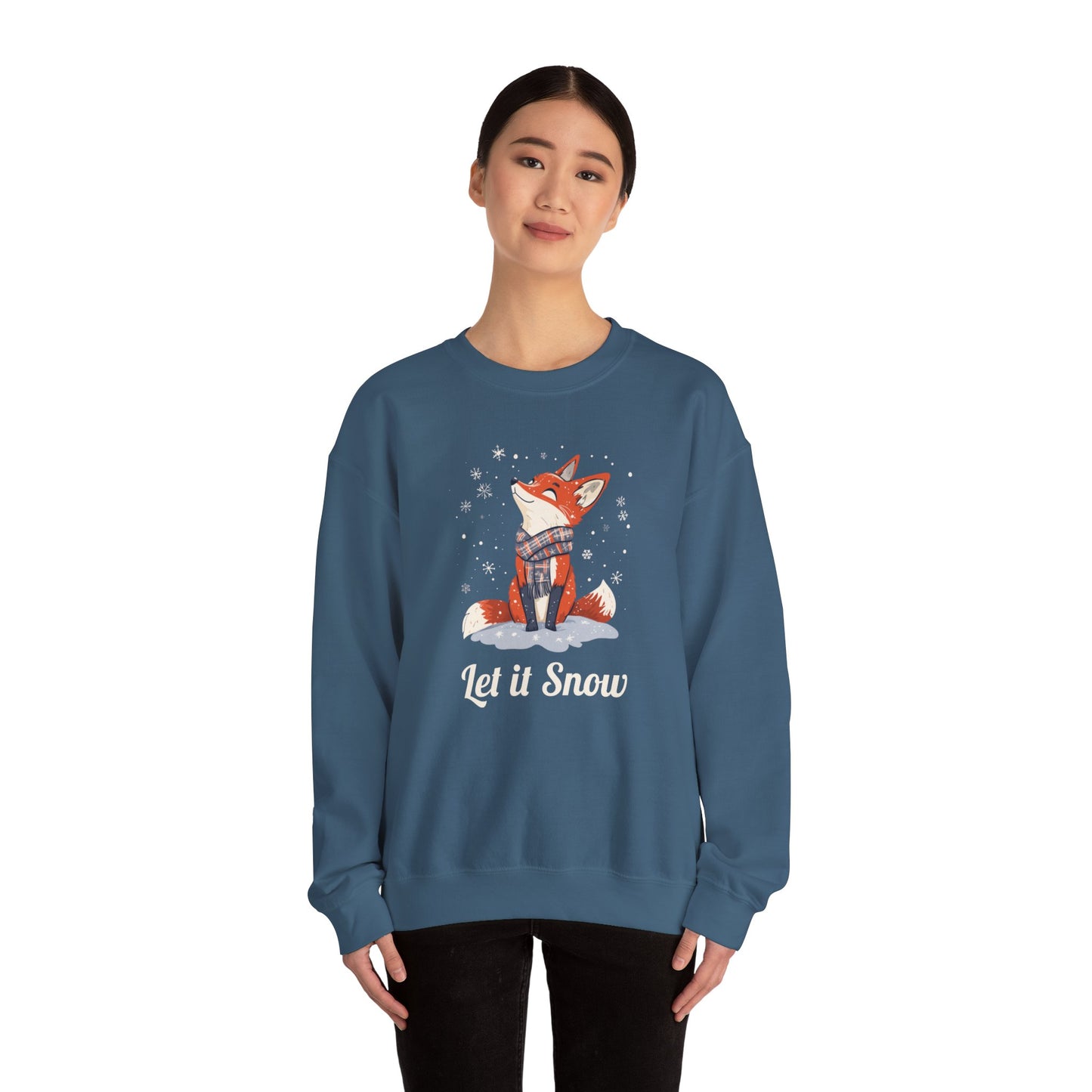 Cozy Winter Fox Sweatshirt | Let it Snow Christmas Sweater, Cute Animal Lover Gift, Wildlife Pullover, Holiday Gift for Fox Lovers