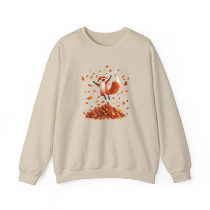 Fox Jumping in Autumn Leaves Sweatshirt | Cozy Fall Sweatshirt | Cute Nature Lover Pullover | Perfect Autumn Gift for Outdoor Enthusiasts