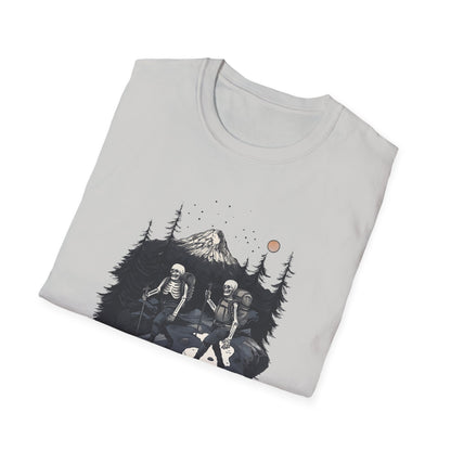 Skeleton Hiking Halloween T-Shirt | Mountain Wilderness Tee for Nature Lovers & Outdoor Enthusiasts