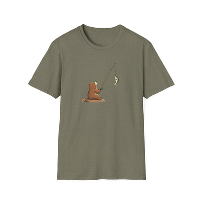 Bear Fishing Shirt, Fun Outdoors Graphic Tee, Gift for Fishermen and Wildlife Lovers, Cute Animal T-Shirt, Fishing Gift for Men and Women