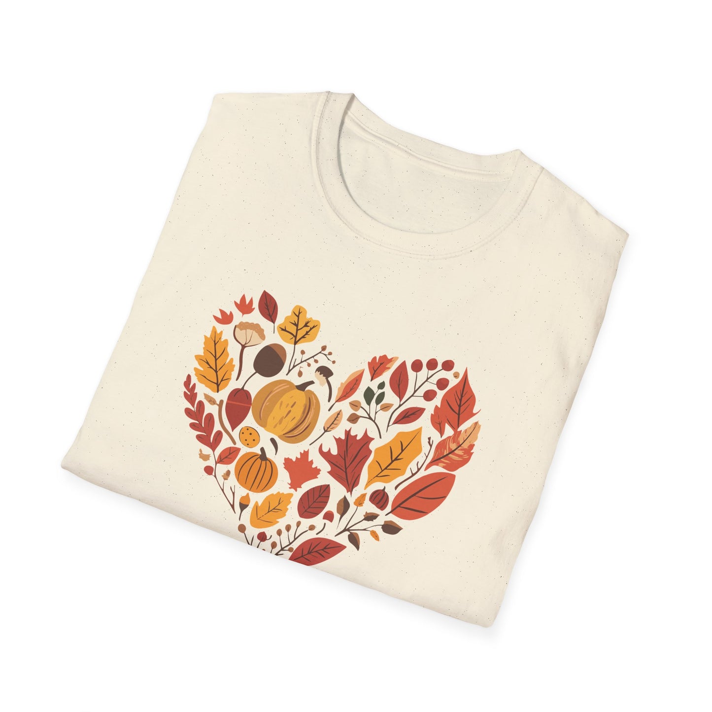 Heart Fall T-Shirt, Cozy Autumn Graphic Tee, Fall Leaves & Pumpkin Shirt, Love Fall Shirt, Thanksgiving Shirt, Nature-Inspired Fall Shirt