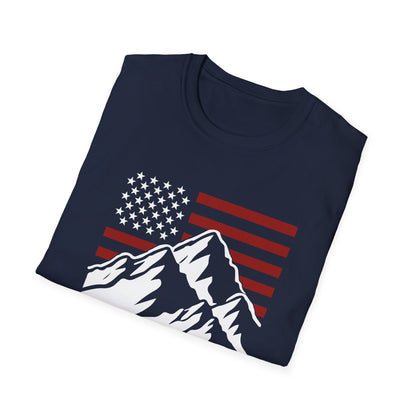 Patriotic Mountain T-Shirt - American Flag Outdoor Graphic Tee - Perfect for Nature Lovers - 2024 Election Shirt