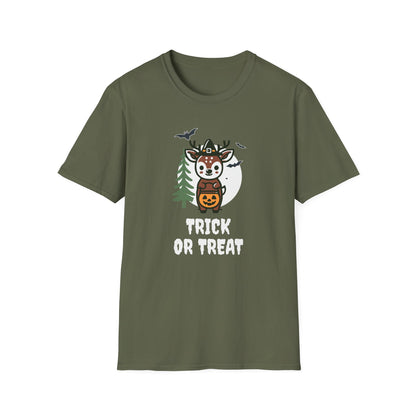 Cute Deer Halloween Trick or Treat T-Shirt | Adorable National Park Animal Illustration Tee | Perfect for Halloween and Nature Lovers