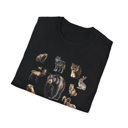 Rocky Mountain Wildlife T-Shirt - North American Wildlife Graphic Tee, Nature Lover & Hiker Shirt, Wildlife Gift for Animal Lovers