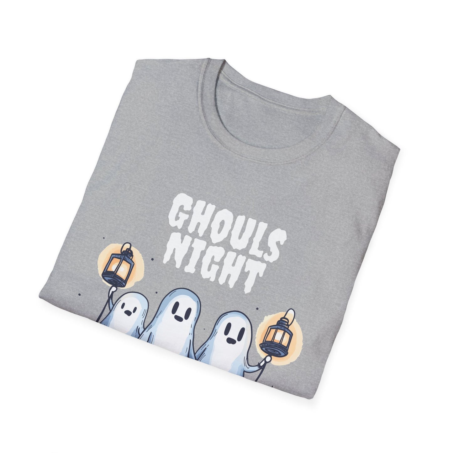 Ghouls Night Halloween Ghost Lantern T-Shirt, Spooky Outdoor Tee for Women, Cute Halloween Graphic Shirt, Girls Night