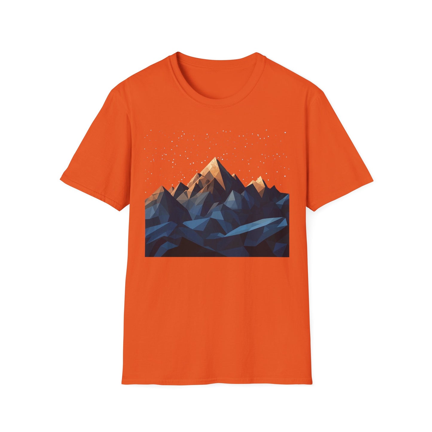 Geometric Mountain Night Sky T-Shirt - Abstract Nature Graphic Tee - Hiking and Adventure Outdoor Apparel - Men's Outdoor Shirt Gift