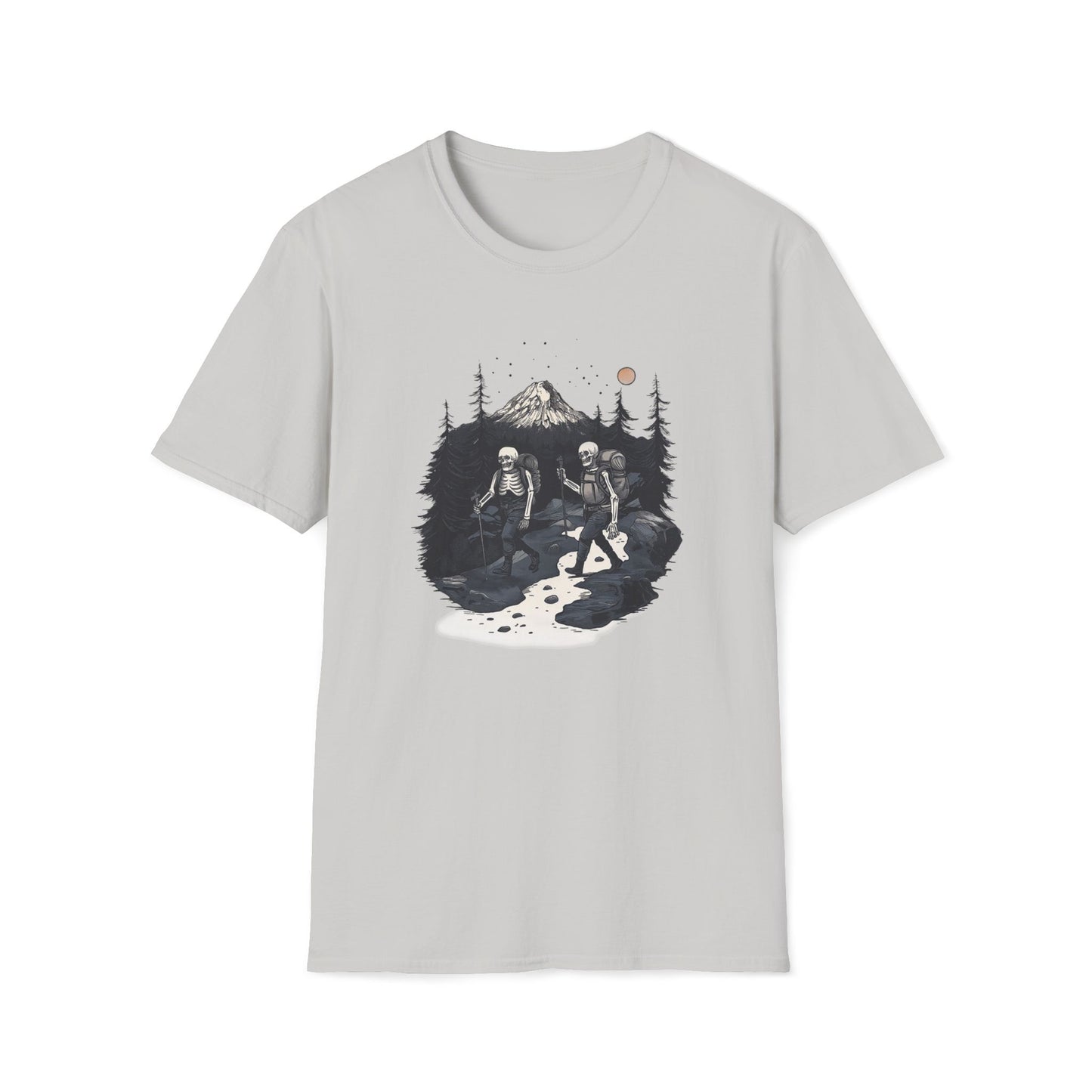 Skeleton Hiking Halloween T-Shirt | Mountain Wilderness Tee for Nature Lovers & Outdoor Enthusiasts