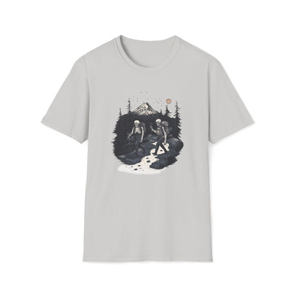 Skeleton Hiking Halloween T-Shirt | Mountain Wilderness Tee for Nature Lovers & Outdoor Enthusiasts