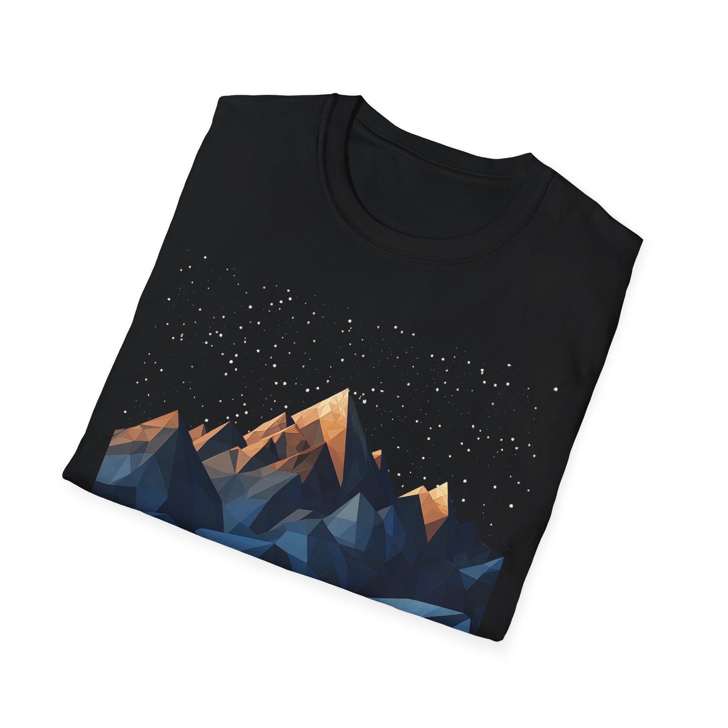 Geometric Mountain Night Sky T-Shirt - Abstract Nature Graphic Tee - Hiking and Adventure Outdoor Apparel - Men's Outdoor Shirt Gift