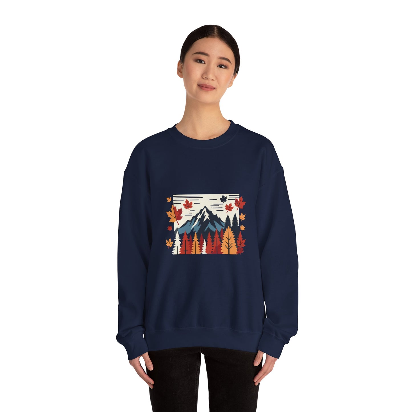 Cozy Mountain Fall Forest Sweatshirt - Unisex Warm Pullover with Nature Print - Perfect Autumn and Winter Sweater, Outdoor Adventure Apparel