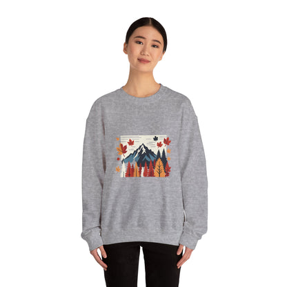 Cozy Mountain Fall Forest Sweatshirt - Unisex Warm Pullover with Nature Print - Perfect Autumn and Winter Sweater, Outdoor Adventure Apparel