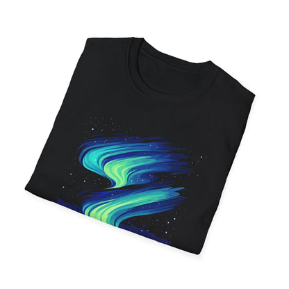 Northern Lights T-Shirt Aurora Borealis Minimalistic Top for Stargazers and Outdoor Enthusiasts, Casual Nature Graphic Tee Gift