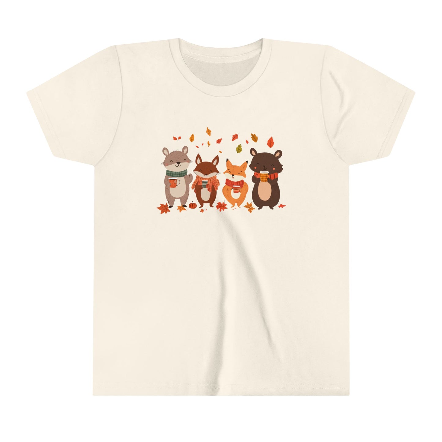 Youth Fall Woodland Animals Shirt | Cute Fox, Bear, Squirrel, Raccoon Design | Cozy Fall Critters | Autumn Outdoor Forest Animals