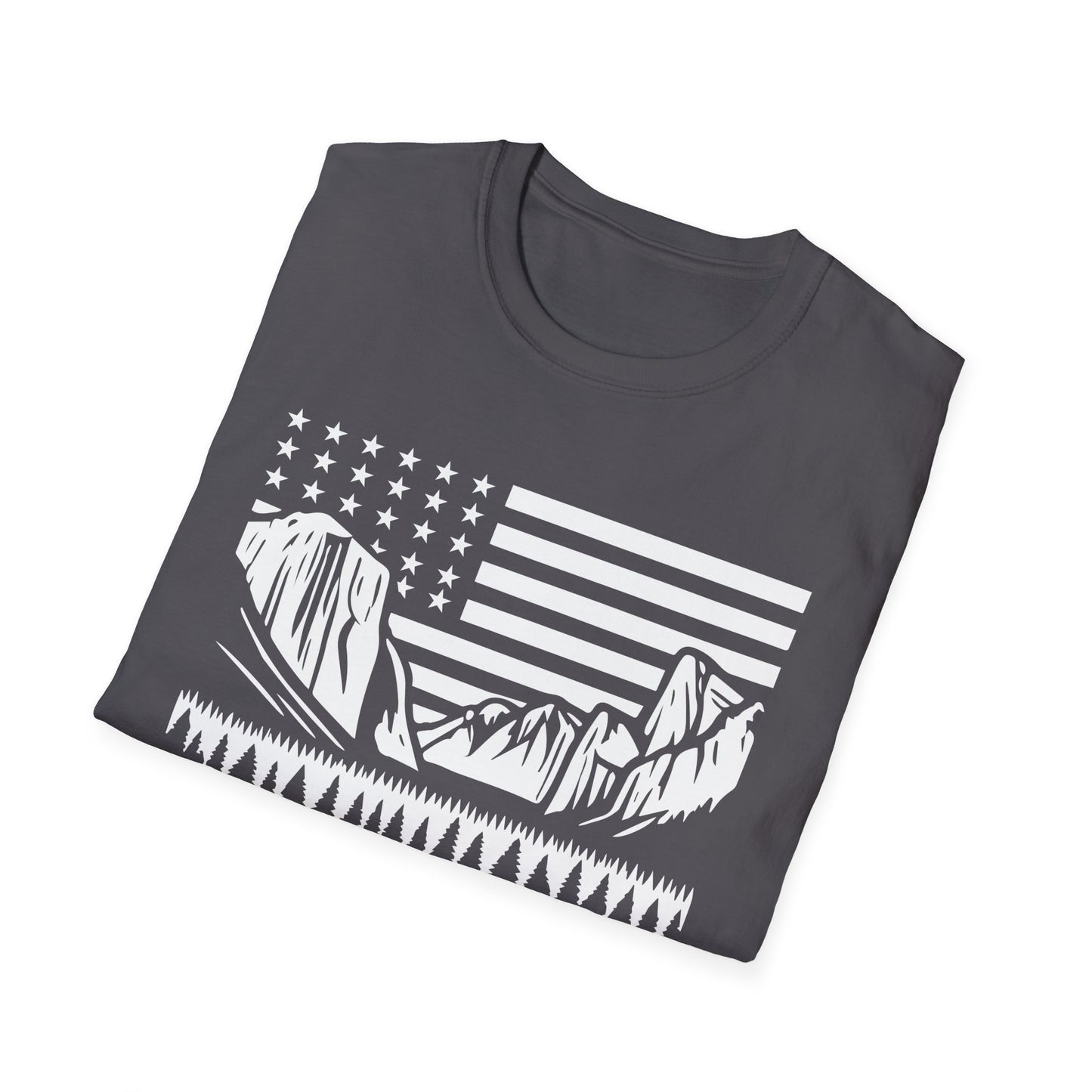 Patriotic Yosemite Mountain T-Shirt - American Flag Outdoor Graphic Tee - Nature Lover's Hiking Shirt - Perfect for 2024 Election Season