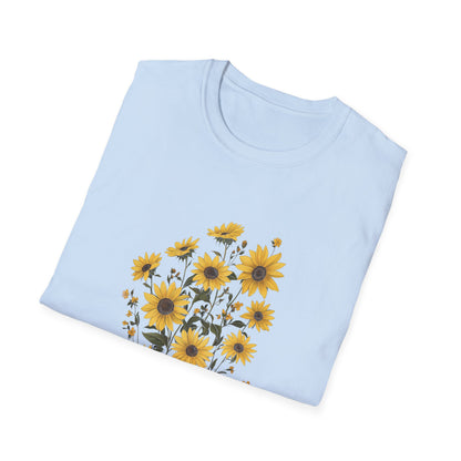 Sunflower Wildflower Graphic T-Shirt - Floral Nature Lovers Tee, Botanical Design Shirt for Women, Botanical Gift