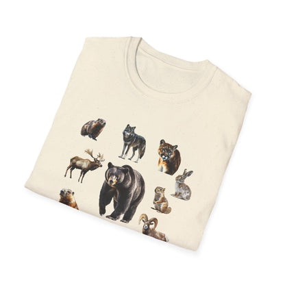 Rocky Mountain Wildlife T-Shirt - North American Wildlife Graphic Tee, Nature Lover & Hiker Shirt, Wildlife Gift for Animal Lovers