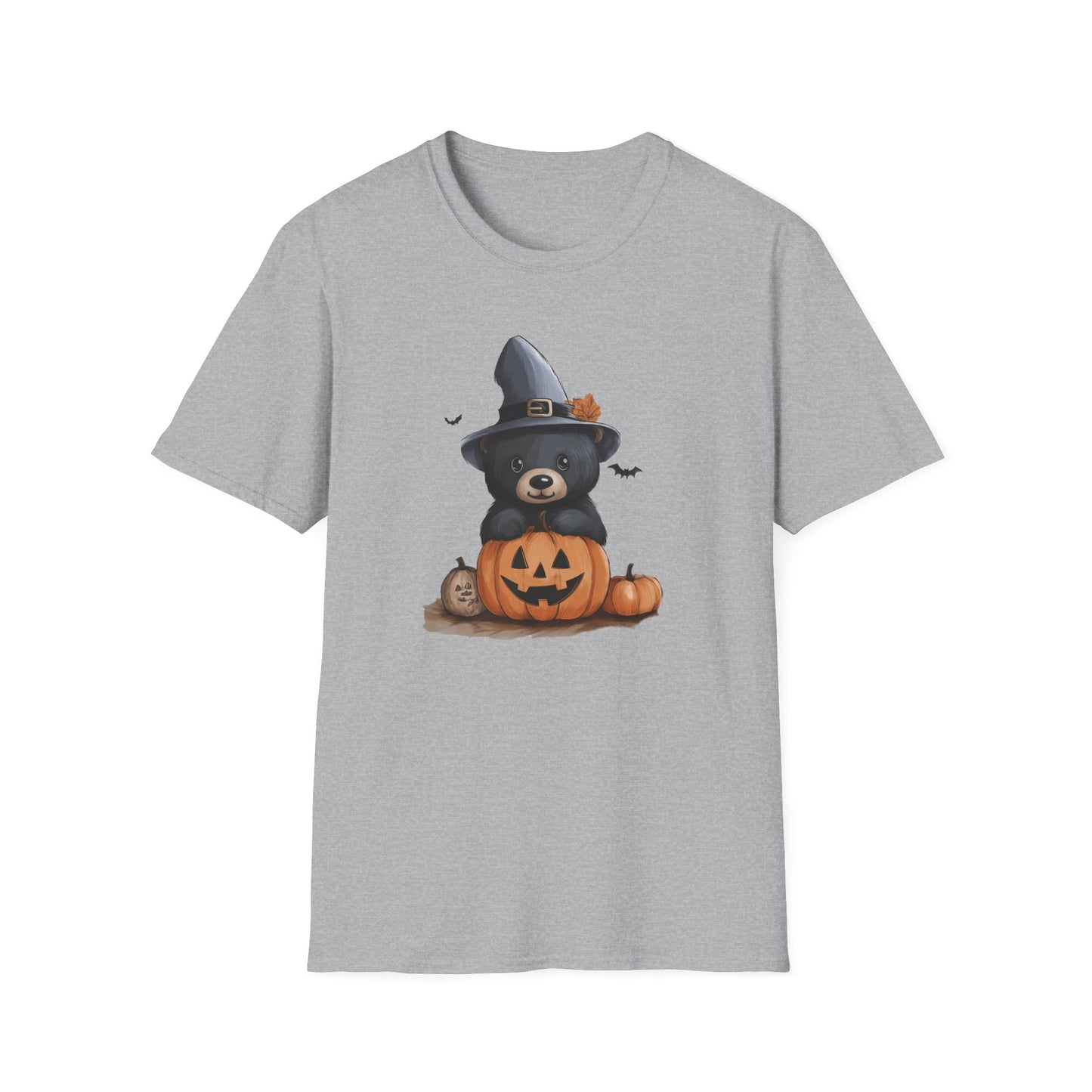 Cute Halloween Bear T-Shirt | Adorable Forest Animal with Pumpkin Design | Witch Bear Halloween Tee