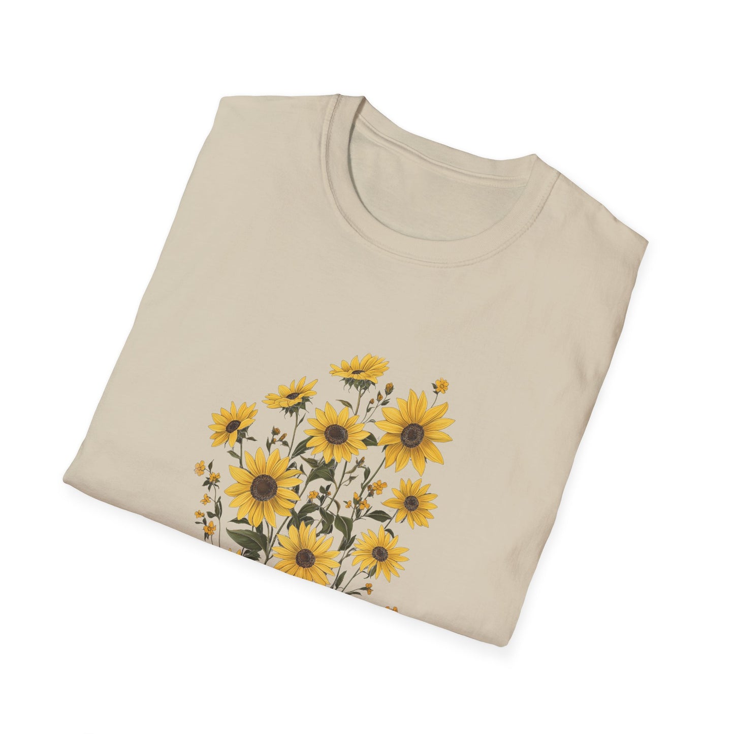 Sunflower Wildflower Graphic T-Shirt - Floral Nature Lovers Tee, Botanical Design Shirt for Women, Botanical Gift