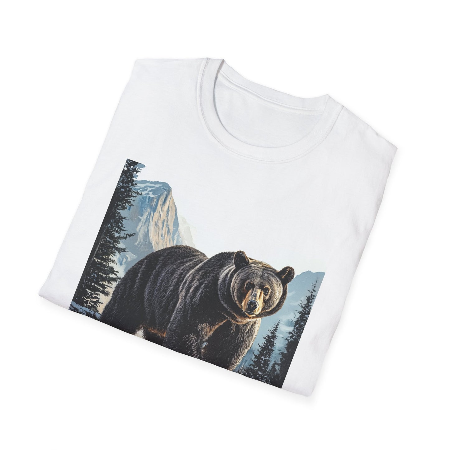 Black Bear Winter Snow Landscape Unisex T-Shirt, Rocky Mountain National Park, Wildlife Nature Tee, Mountain Lover Gift, Outdoor