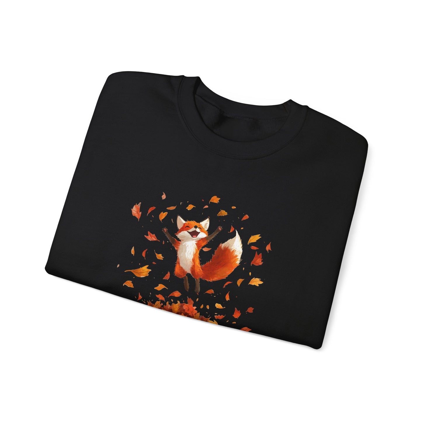 Fox Jumping in Autumn Leaves Sweatshirt | Cozy Fall Sweatshirt | Cute Nature Lover Pullover | Perfect Autumn Gift for Outdoor Enthusiasts