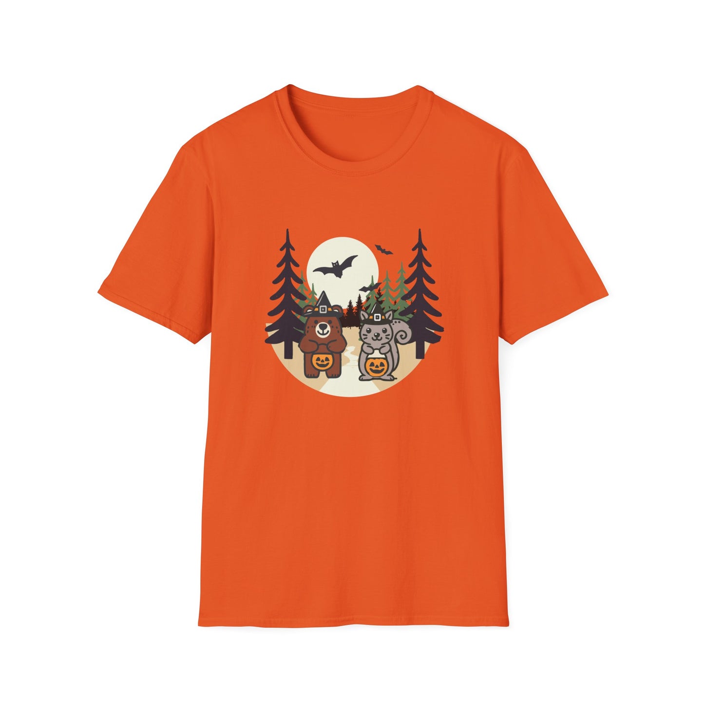 Forest Friends Trick-Or-Treat Halloween T-Shirt | Cute Bear and Squirrel Design | Trick-or-Treat Animal Tee