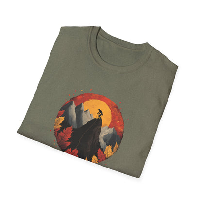 Autumn Rock Climbing Shirt | Bouldering T-Shirt Fall Leaves Mountain Climbing Design | Rock Climbing Gifts for Bouldering and Nature Lovers