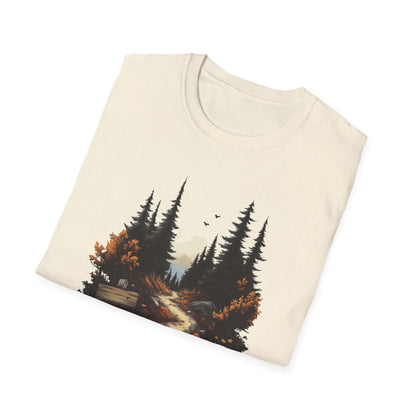 Autumn Trails Await T-Shirt | Fall Hiking Shirt | Nature-Inspired Adventure Tee | Perfect for Hikers and Outdoor Lovers