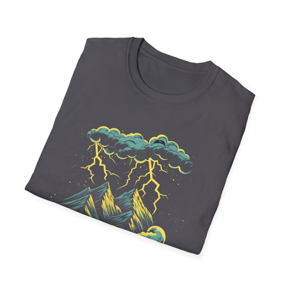 Mountain Storm Unisex T-Shirt, Nature Scene Lightning Graphic Tee, Outdoor Adventure Shirt, Hiking Gift, Nature Lover Top