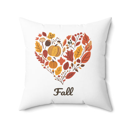 Cozy Heart Fall Throw Pillow | Autumn Decor | Fall Leaves Design | Nature-Inspired Thanksgiving Accent Pillow | Love Fall Home Decor