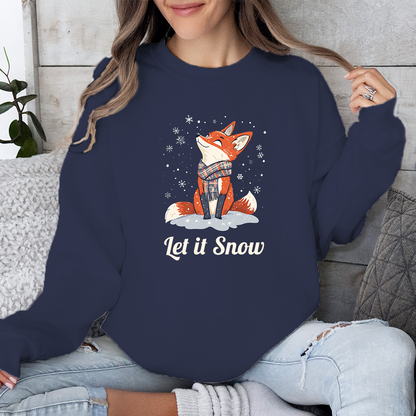 Cozy Winter Fox Sweatshirt | Let it Snow Christmas Sweater, Cute Animal Lover Gift, Wildlife Pullover, Holiday Gift for Fox Lovers